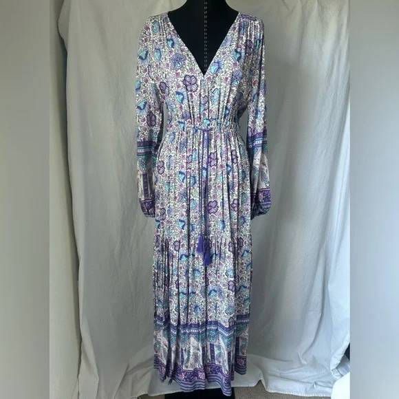 Bohemian Chic Style Floral Maxi Dress Size XS NWOT - Picture 2 of 15